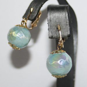 Vintage gold and blue clip on earrings